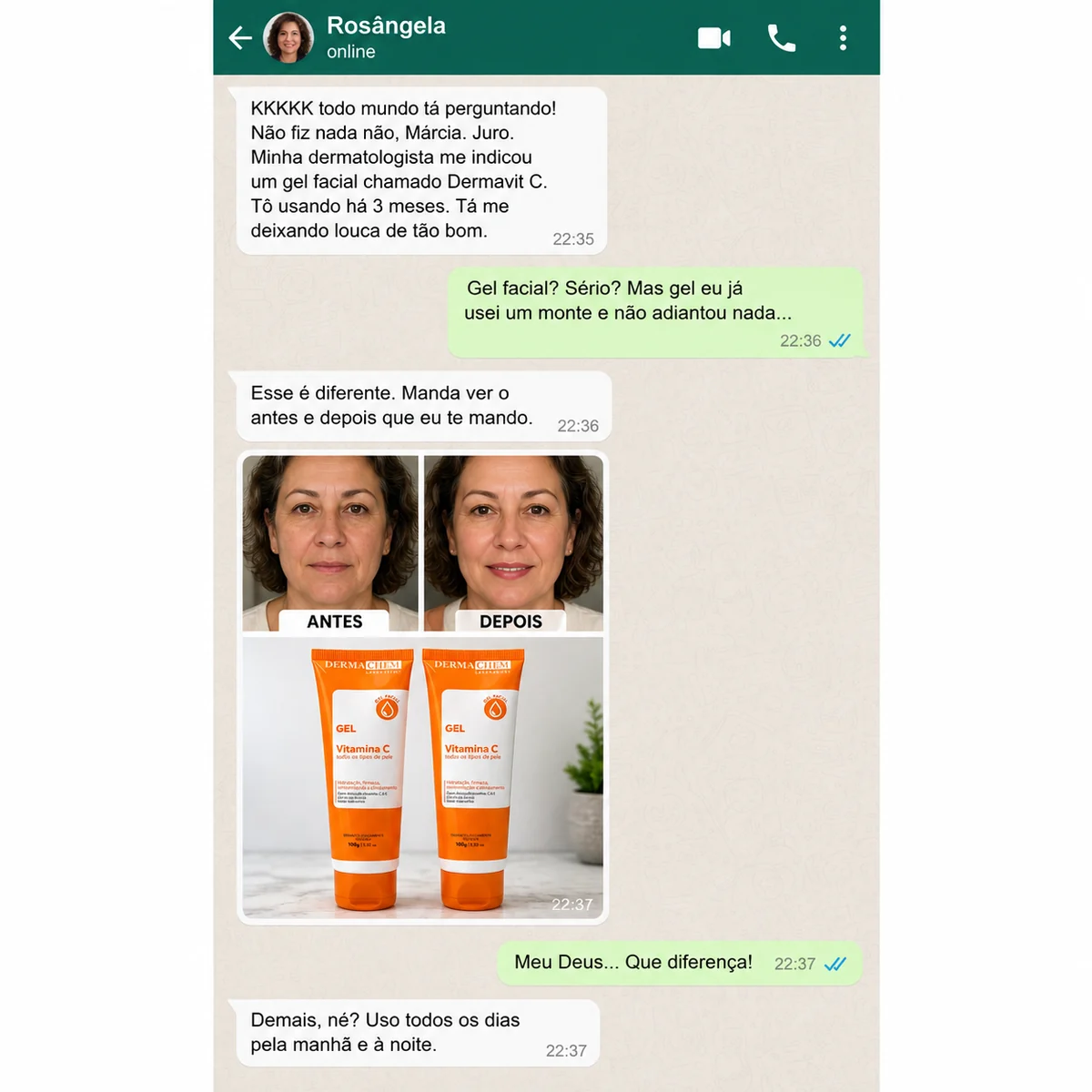 Conversa no WhatsApp com a amiga Rosângela